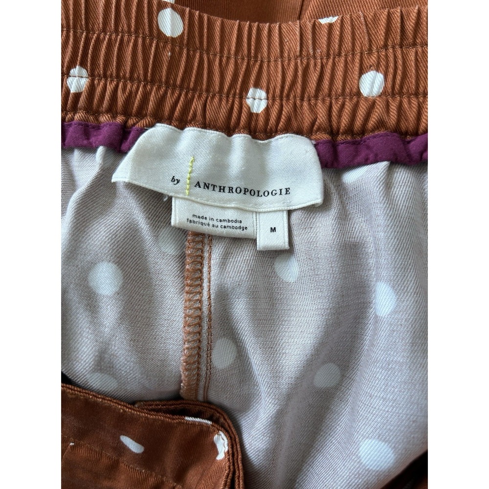 Anthropologie Maeve Pleated Wide Leg Pants Isobel Orange Polka Dot Size M - Picture 6 of 7